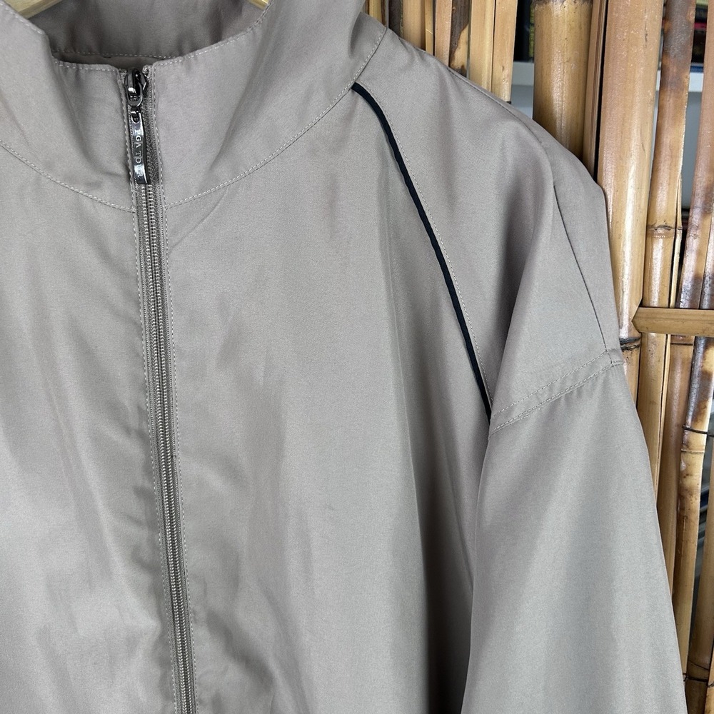 PGA Tour‎ Men's Tan Windbreaker Jacket Mock Collar Elastic Waist Cuffs Full Zip - Picture 4 of 16